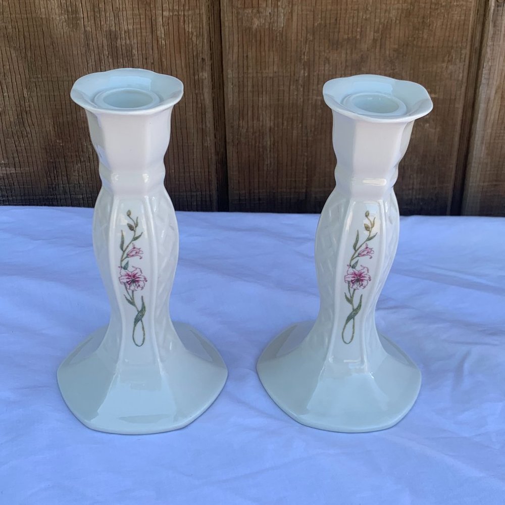 NWOT BELEEK IRELAND CELTIC VASES or CANDLE STICKS